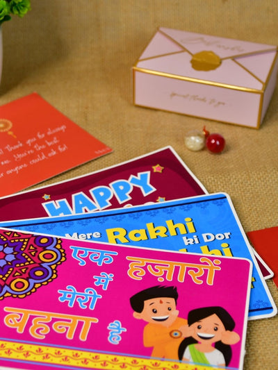 Sowpeace Exquisite Red Flower Rakhi Pack of 1 with Roli Chawal Thali, Chocolates, and Greeting card combo for Raksha Bandhan and Gifting