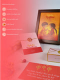 Sowpeace Exquisite Red Flower Rakhi Pack of 1 with Roli Chawal Thali, Chocolates, Photo Frame and Greeting card combo for Raksha Bandhan and Gifting - Rakhi - Sowpeace - Sowpeace Exquisite Red Flower Rakhi Pack of 1 with Roli Chawal Thali, Chocolates, Photo Frame and Greeting card combo for Raksha Bandhan and Gifting - RAK - RDFL - HND - P6 - Sowpeace