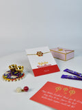 Sowpeace Exquisite Red Flower Rakhi Pack of 1 with Roli Chawal Thali, two Chocolates, and Greeting card combo for Raksha Bandhan and Gifting - Rakhi - Sowpeace - Default Title - RAK - RDFL - HND - P2 - Sowpeace