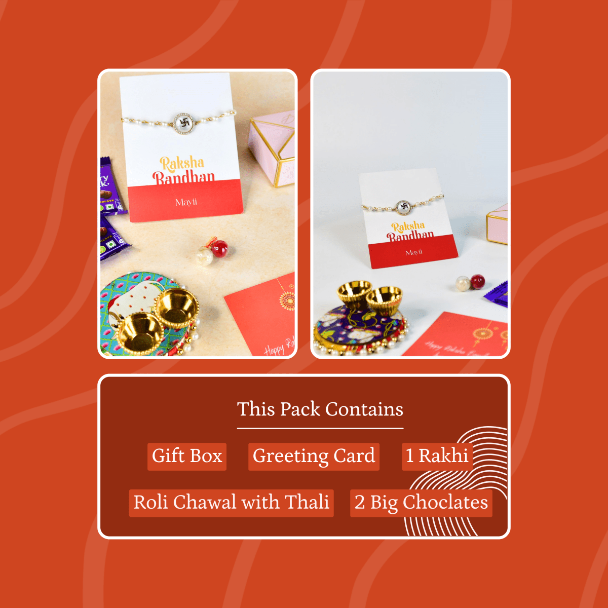 Sowpeace Exquisite Swastik Rakhi Pack of 1 with Roli Chawal and Greeting card combo for Raksha Bandhan and Gifting - Sowpeace - 