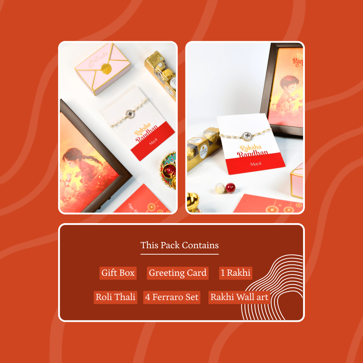 Sowpeace Exquisite Swastik Rakhi Pack of 1 with Roli Chawal and Greeting card combo for Raksha Bandhan and Gifting - Sowpeace - 