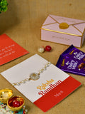 Sowpeace Exquisite Swastik Rakhi Pack of 1 with Roli Chawal Thali, Chocolates, and Greeting card combo for Raksha Bandhan and Gifting - Rakhi - Sowpeace - Default Title - RAK - STK - HND - P3 - Sowpeace