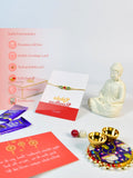 Sowpeace Exquisite Tri Red Green Rakhi Pack of 1 with Roli Chawal Thali, Chocolates, Buddha and Greeting card combo for Raksha Bandhan and Gifting - Rakhi - Sowpeace - Sowpeace Exquisite Tri Red Green Rakhi Pack of 1 with Roli Chawal Thali, Chocolates, Buddha and Greeting card combo for Raksha Bandhan and Gifting - RAK - TRIGR - HND - P4 - Sowpeace