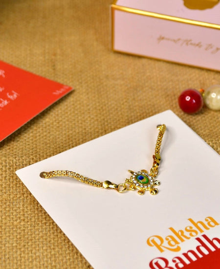 Sowpeace Exquisite Turtle Rakhi Pack of 1 with Roli Chawal and Greeting card combo for Raksha Bandhan and Gifting