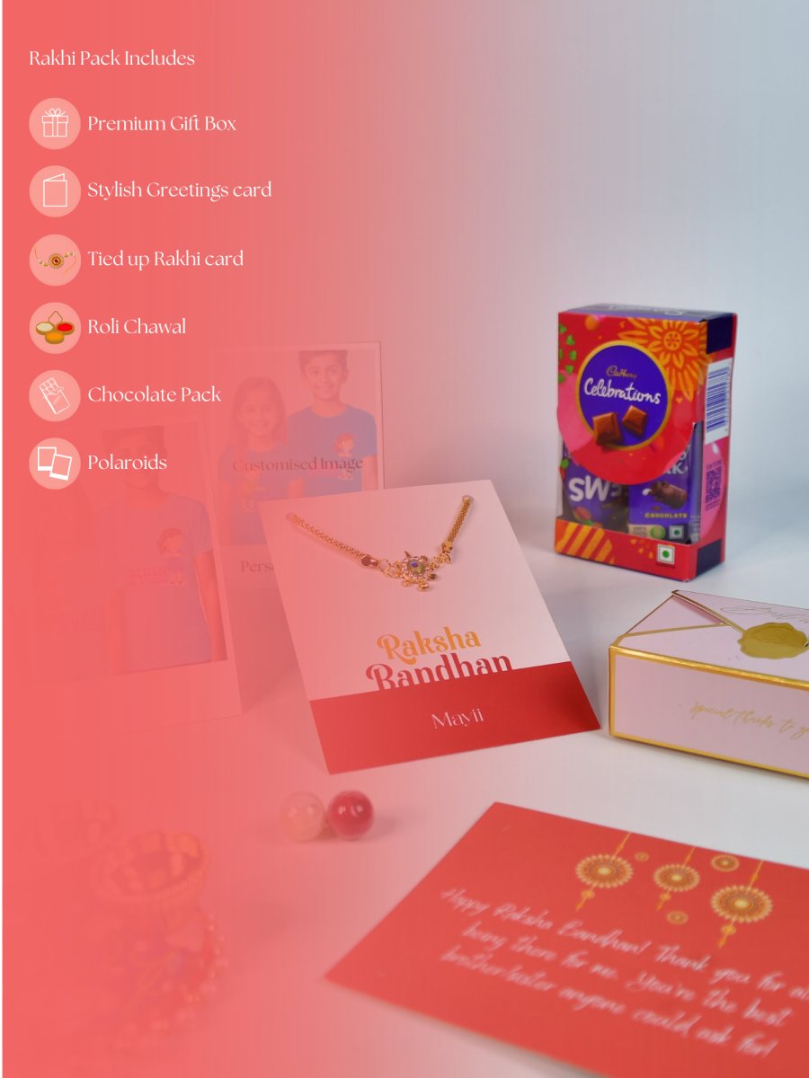 Sowpeace Exquisite Turtle Rakhi Pack of 1 with Roli Chawal Thali, Chocolates, Poloroids and Greeting card combo for Raksha Bandhan and Gifting