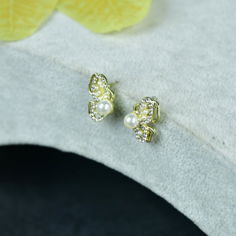 Sowpeace Floral Bead Gold Stainless Steel Earrings | Elegant One‑Size Lightweight Jewelry for Women & Daily Wear – view 1