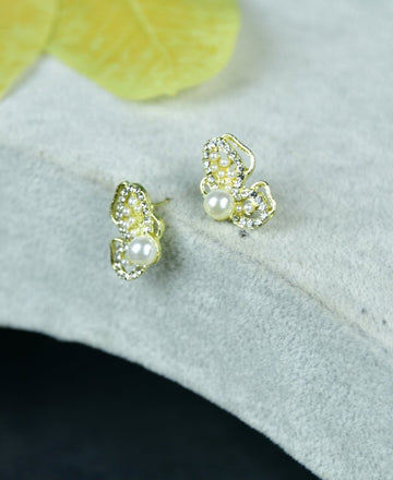 Sowpeace Floral Bead Gold Stainless Steel Earrings | Elegant One‑Size Lightweight Jewelry for Women & Daily Wear — alternate view