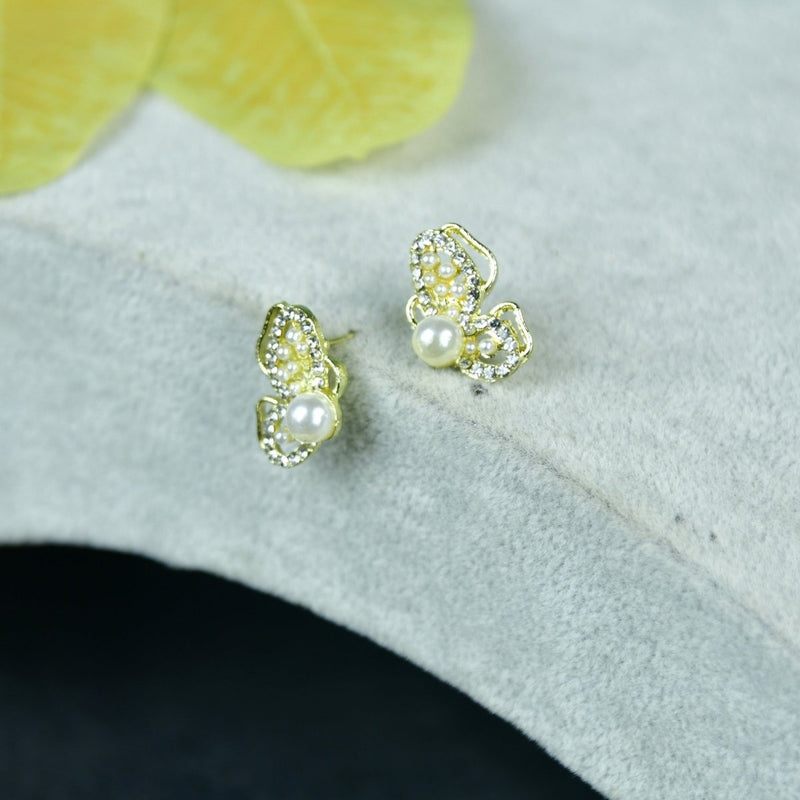 Sowpeace Floral Bead Gold Stainless Steel Earrings | Elegant One‑Size Lightweight Jewelry for Women & Daily Wear – view 2