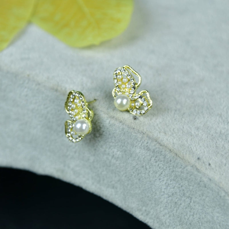 Sowpeace Floral Bead Gold Stainless Steel Earrings | Elegant One‑Size Lightweight Jewelry for Women & Daily Wear – view 3