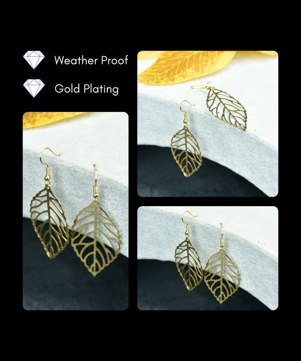 Sowpeace Floral Net Gold Stainless Steel Earrings | Elegant One‑Size Lightweight Jewelry for Women & Daily Wear — image 4