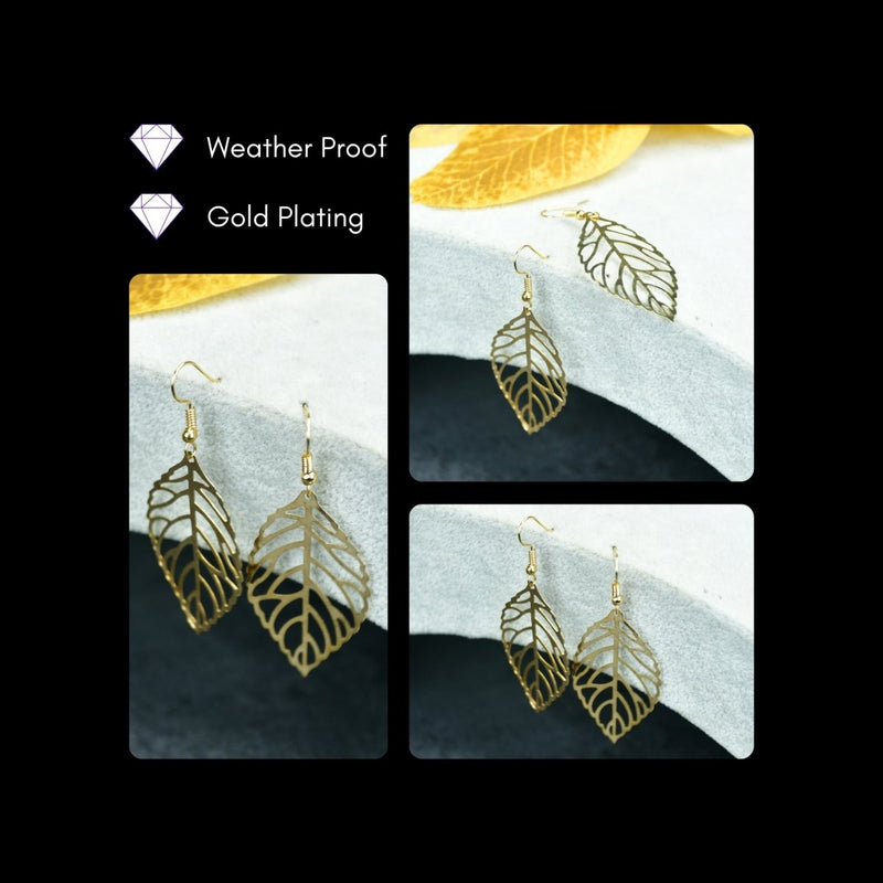 Sowpeace Floral Net Gold Stainless Steel Earrings | Elegant One‑Size Lightweight Jewelry for Women & Daily Wear – view 4