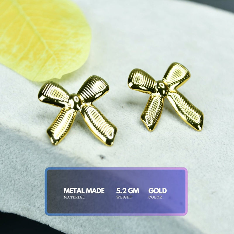 Sowpeace Floral Stripe Gold Stainless Steel Earrings | Stylish One‑Size Lightweight Jewelry for Women & Daily Wear – view 4