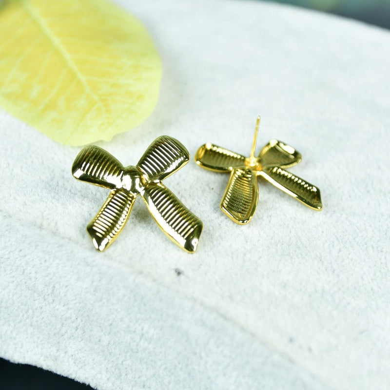 Sowpeace Floral Stripe Gold Stainless Steel Earrings | Stylish One‑Size Lightweight Jewelry for Women & Daily Wear – view 3