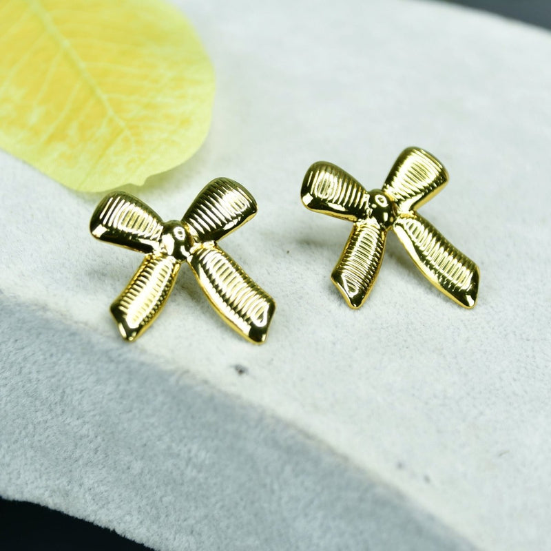 Sowpeace Floral Stripe Gold Stainless Steel Earrings | Stylish One‑Size Lightweight Jewelry for Women & Daily Wear – view 1