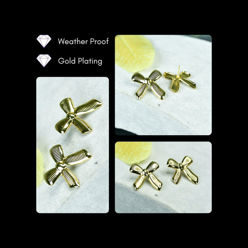 Sowpeace Floral Stripe Gold Stainless Steel Earrings | Stylish One‑Size Lightweight Jewelry for Women & Daily Wear – view 5