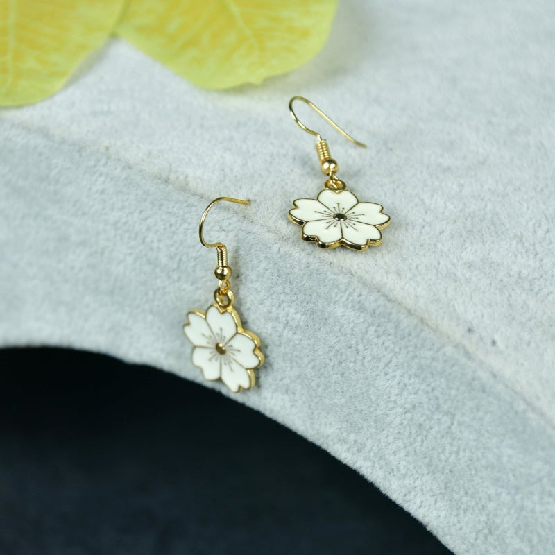 Sowpeace Floral White Gold Stainless Steel Earrings | Elegant One‑Size Lightweight Jewelry for Women & Daily Wear – view 1