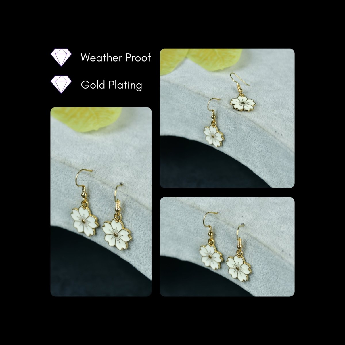 Sowpeace Floral White Gold Stainless Steel Earrings | Elegant One‑Size Lightweight Jewelry for Women & Daily Wear - Sowpeace - 