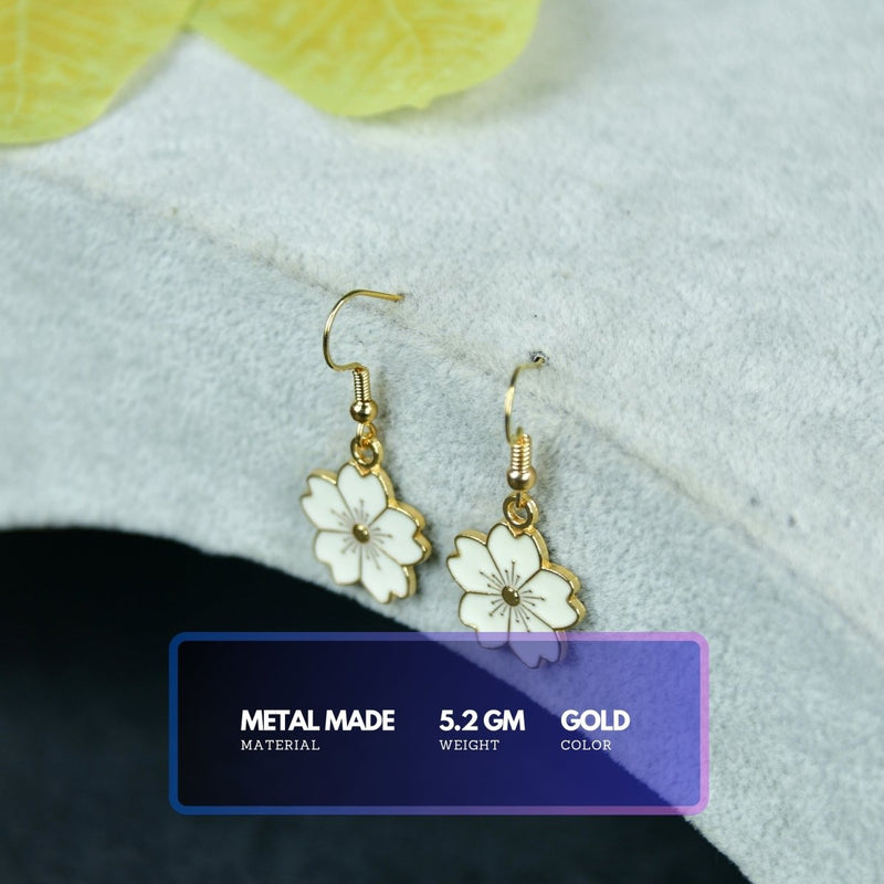 Sowpeace Floral White Gold Stainless Steel Earrings | Elegant One‑Size Lightweight Jewelry for Women & Daily Wear – view 3