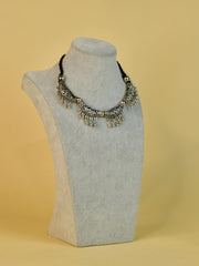 Sowpeace German Silver Choker: Floral Trapeziums & Water Drop Earrings - Additional View