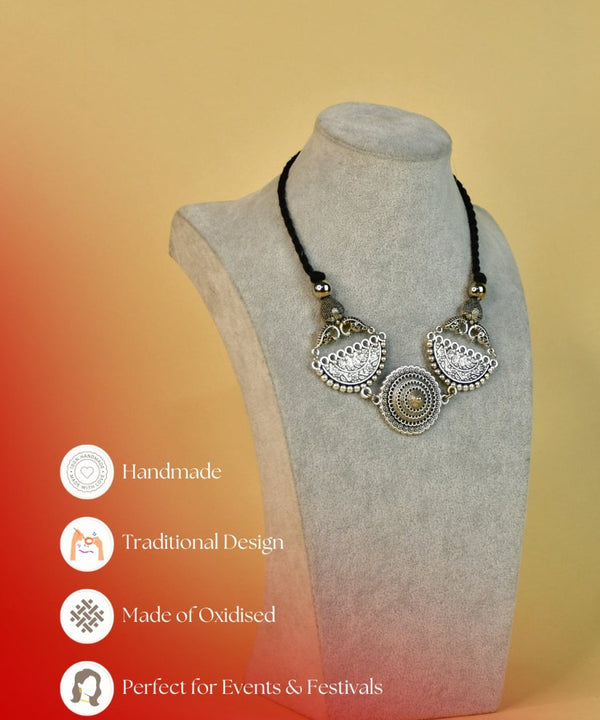 Sowpeace German Silver Choker: Mandala Flower & Peacock Design — image 6