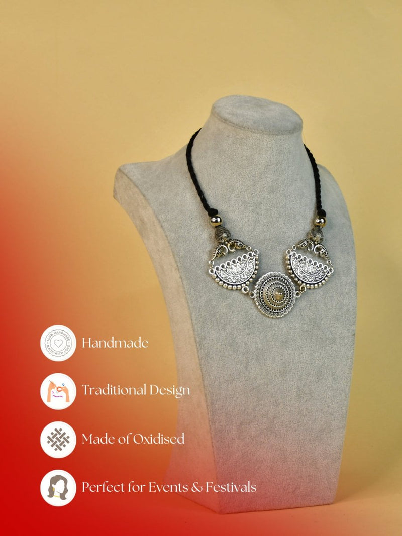 Sowpeace German Silver Choker: Mandala Flower & Peacock Design – view 6