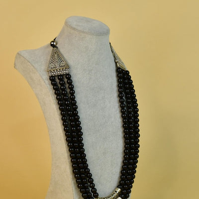 Sowpeace German Silver Necklace: Handcrafted Three-Strand Triangle Design