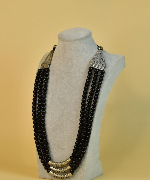 Sowpeace German Silver Necklace: Handcrafted Three-Strand Triangle Design — image 3