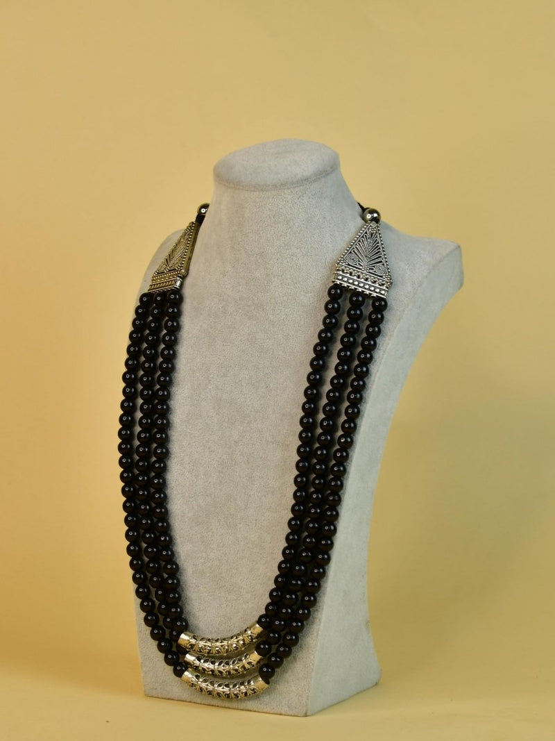Sowpeace German Silver Necklace: Handcrafted Three-Strand Triangle Design – view 3
