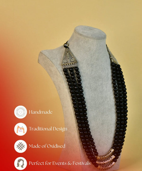 Sowpeace German Silver Necklace: Handcrafted Three-Strand Triangle Design — image 6