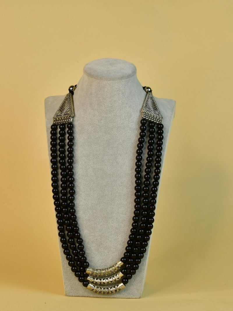 Sowpeace German Silver Necklace: Handcrafted Three-Strand Triangle Design – view 4