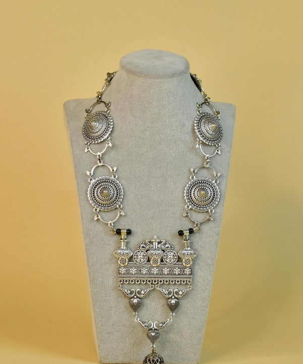 Sowpeace German Silver Necklace: Peacock & Floral Square Pendant — image 5