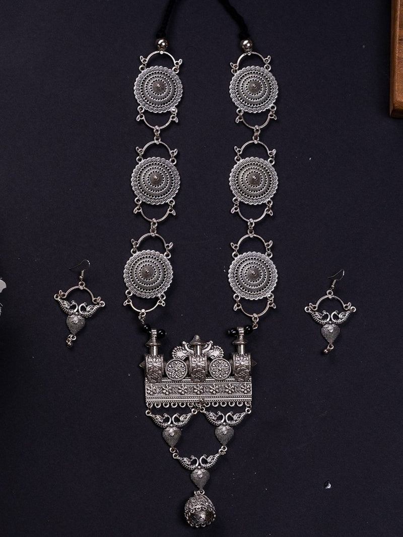 Sowpeace German Silver Necklace: Peacock & Floral Square Pendant – view 4