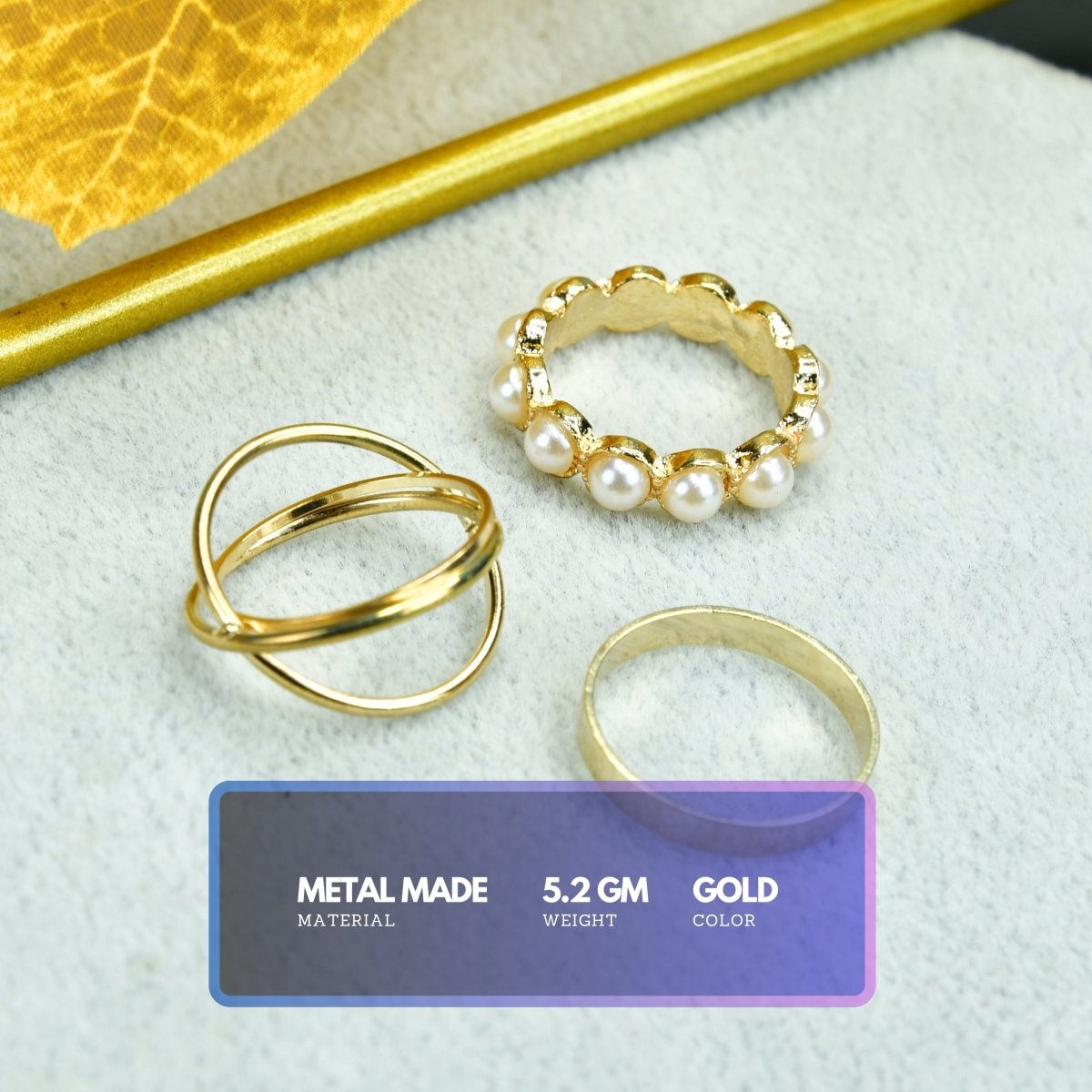 Sowpeace Gold Abstract Ring Set of 3 Stainless Steel | Stylish One‑Size Adjustable Jewelry for Women & Men - Sowpeace - 