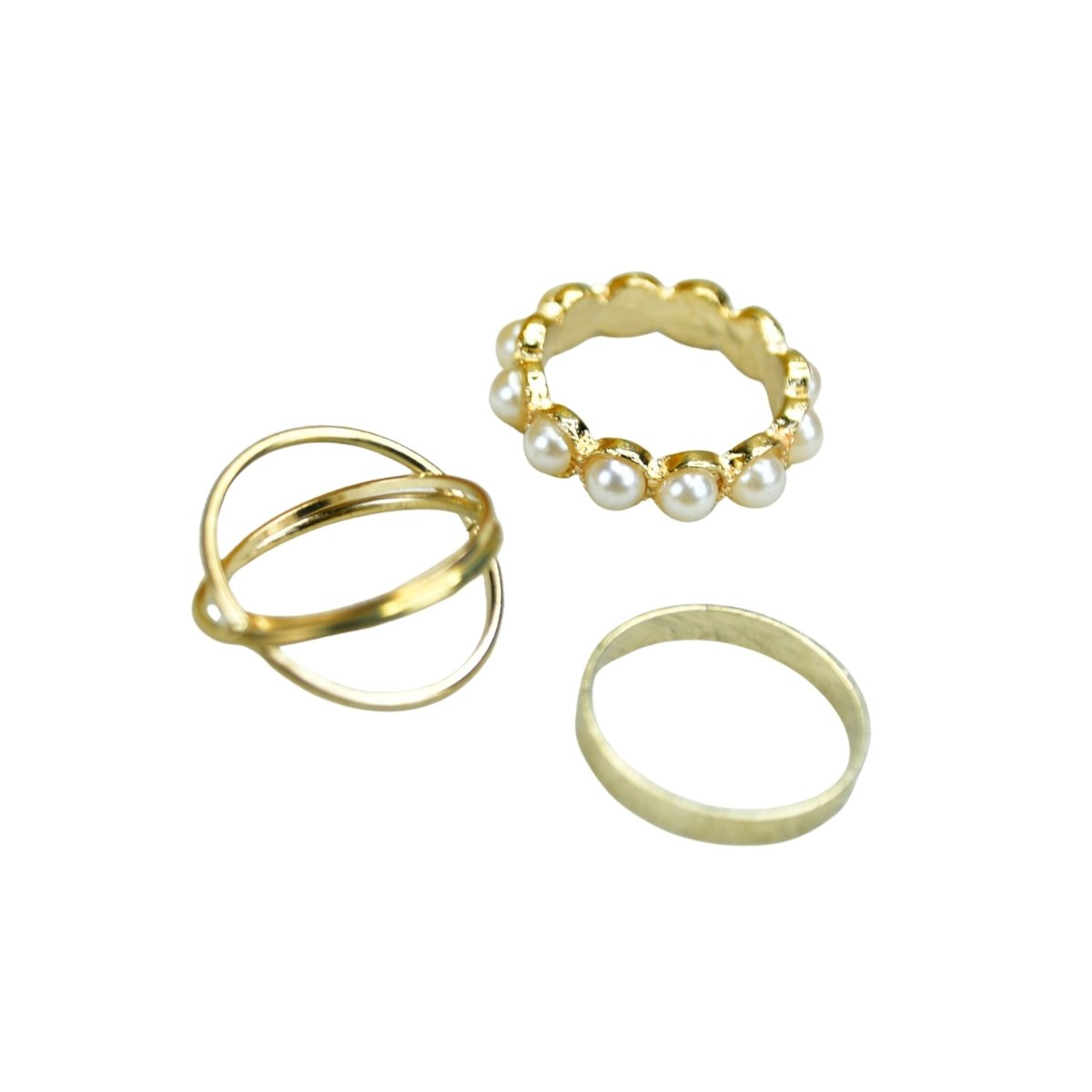 Sowpeace Gold Abstract Ring Set of 3 Stainless Steel | Stylish One‑Size Adjustable Jewelry for Women & Men - Sowpeace - 