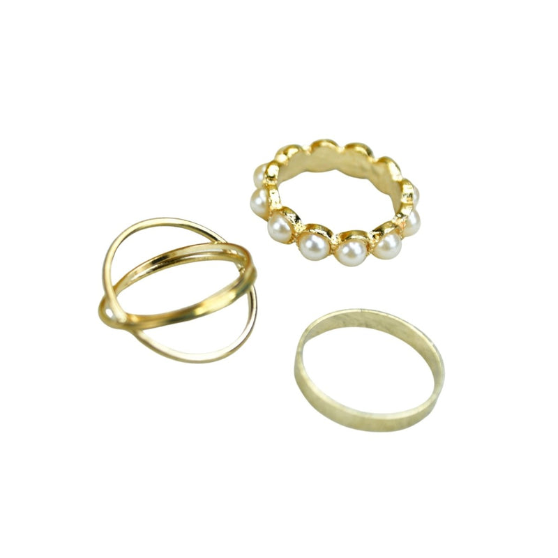 Sowpeace Gold Abstract Ring Set of 3 Stainless Steel | Stylish One‑Size Adjustable Jewelry for Women & Men – view 5