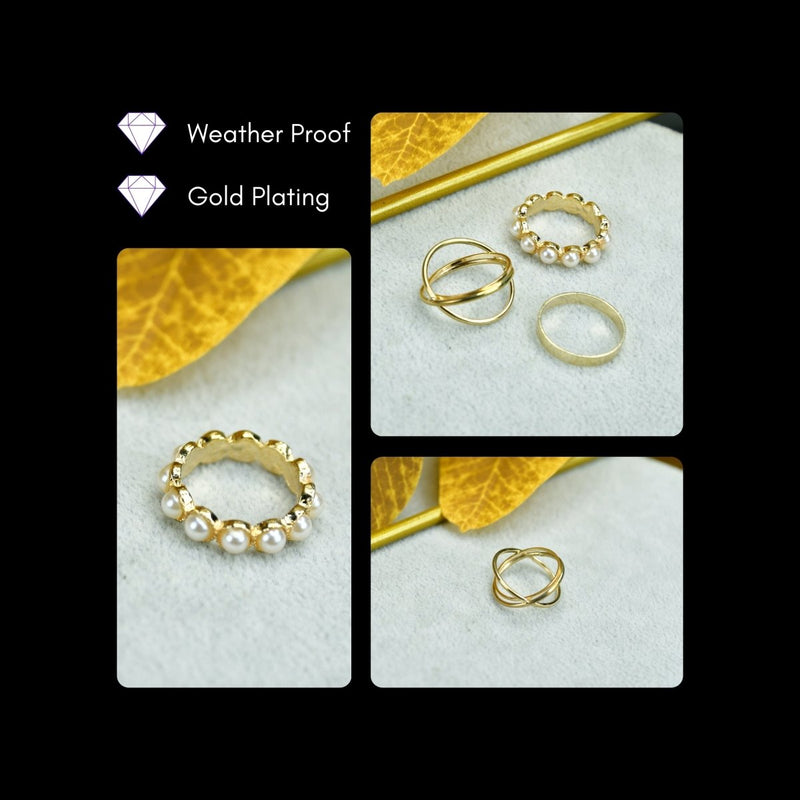 Sowpeace Gold Abstract Ring Set of 3 Stainless Steel | Stylish One‑Size Adjustable Jewelry for Women & Men – view 4