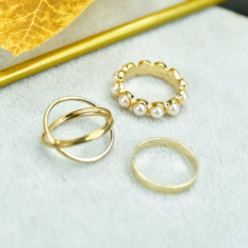 Sowpeace Gold Abstract Ring Set of 3 Stainless Steel | Stylish One‑Size Adjustable Jewelry for Women & Men - Sowpeace - 