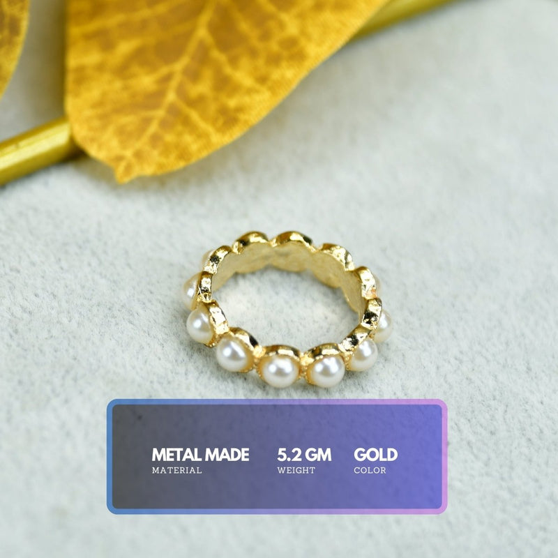 Sowpeace Gold Bead Ring Stainless Steel | Stylish One‑Size Adjustable Jewelry for Women & Men – view 3
