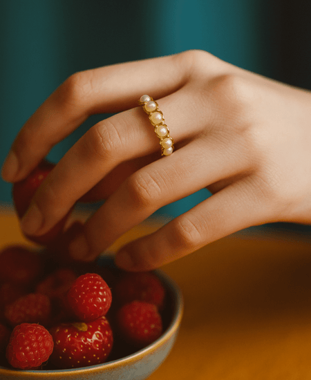 Sowpeace Gold Bead Ring Stainless Steel | Stylish One‑Size Adjustable Jewelry for Women & Men