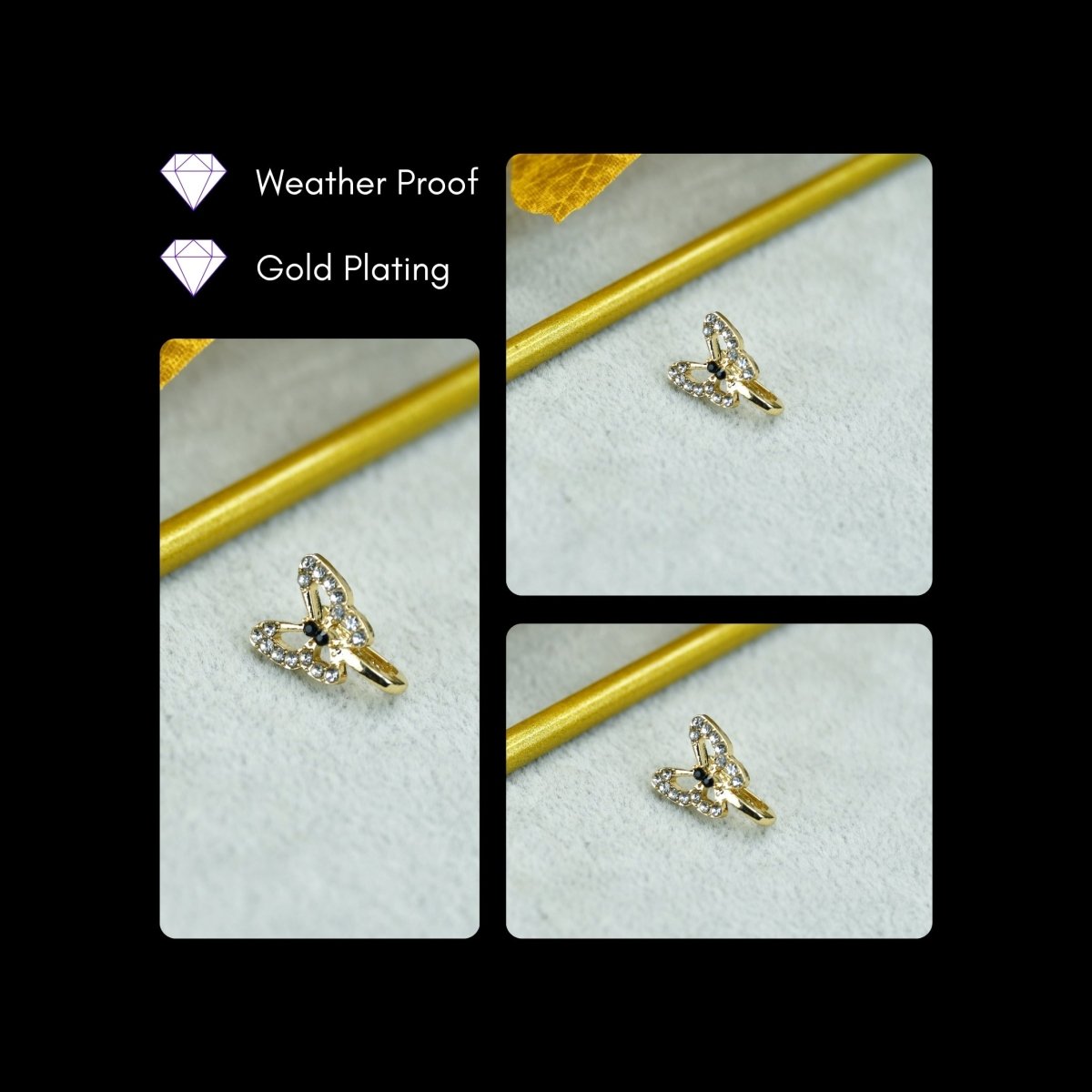 Sowpeace Gold Butterfly Nosepin Stainless Steel | Elegant One‑Size Jewelry for Women - Sowpeace - 