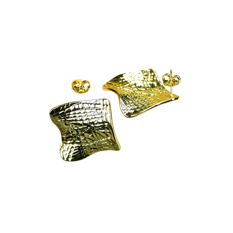 Sowpeace Gold Croc Stainless Steel Textured Square Earrings | Modern One‑Size Lightweight Jewelry for Women – view 5