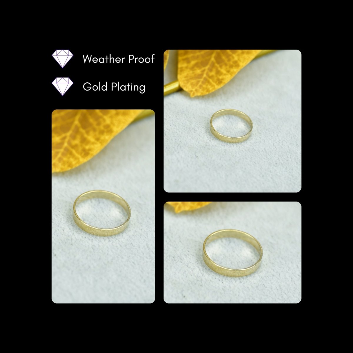 Sowpeace Gold Flat Round Ring Stainless Steel | Stylish One‑Size Adjustable Jewelry for Women & Men