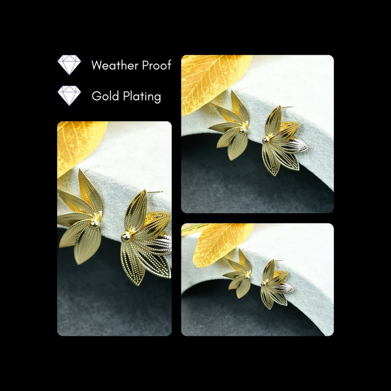 Sowpeace Gold Half Moon Sharp Petals Stainless Steel Earrings | Elegant One‑Size Lightweight Jewelry for Women – view 3