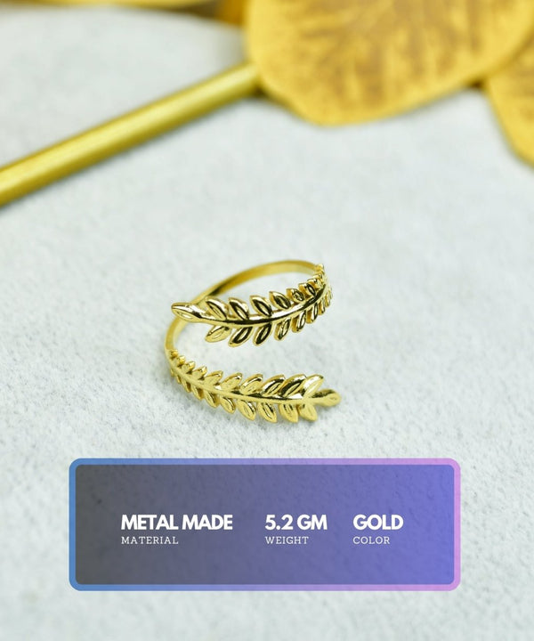 Sowpeace Gold Petal Line Ring Stainless Steel | Elegant One‑Size Adjustable Jewelry for Women & Men — image 3