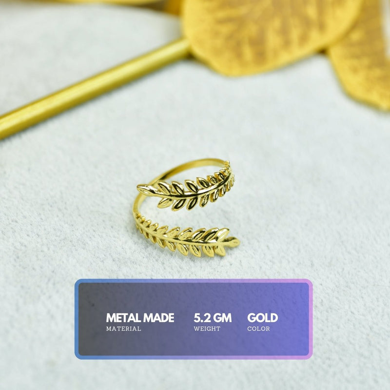 Sowpeace Gold Petal Line Ring Stainless Steel | Elegant One‑Size Adjustable Jewelry for Women & Men – view 3