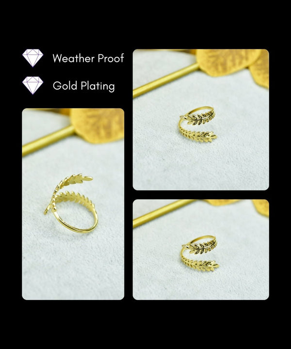 Sowpeace Gold Petal Line Ring Stainless Steel | Elegant One‑Size Adjustable Jewelry for Women & Men — image 4