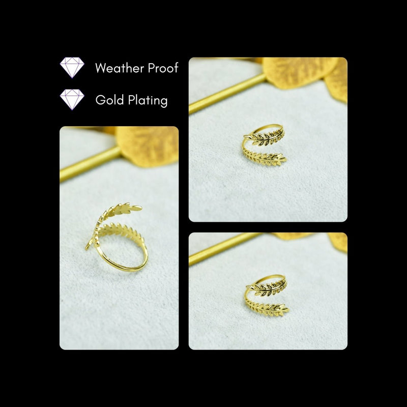Sowpeace Gold Petal Line Ring Stainless Steel | Elegant One‑Size Adjustable Jewelry for Women & Men – view 4