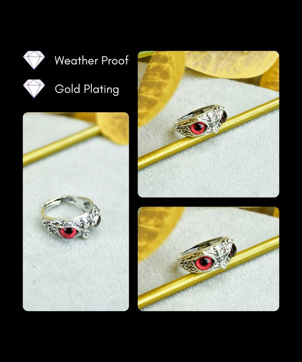 Sowpeace Gold Red Eyed Owl Ring Stainless Steel | Bold One‑Size Adjustable Statement Jewelry for Women & Men — image 4