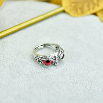 Sowpeace Gold Red Eyed Owl Ring Stainless Steel | Bold One‑Size Adjustable Statement Jewelry for Women & Men - Sowpeace - 