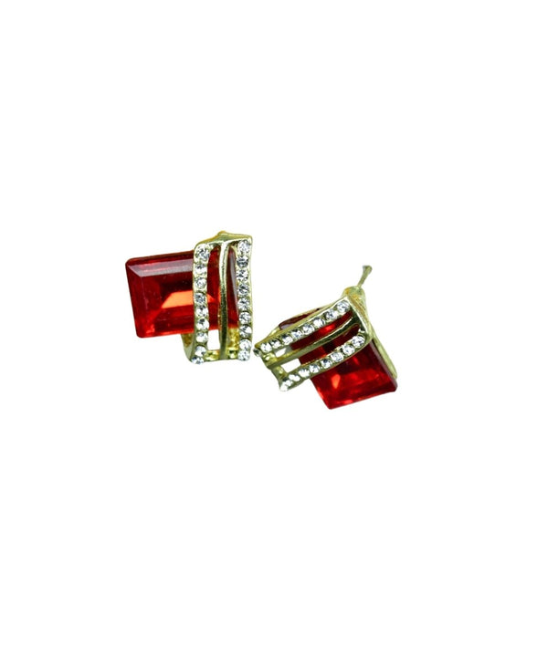 Sowpeace Gold Red Stainless Steel Crystal Lining Earrings | Elegant One‑Size Lightweight Jewelry for Women & Daily Wear — image 5